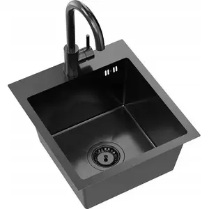 Sink QUADRON Luke 90 stainless steel 40x45x20 cm black with tap