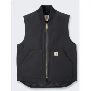 Isolēta darba veste Carhartt V01 Firm Duck melna — izturīgs duck kokvilna, izmēri S–XXL