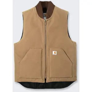 Утеплённая жилетка Carhartt V01 Firm Duck коричневая - рабочая безрукавка, утеплённая, разные размеры