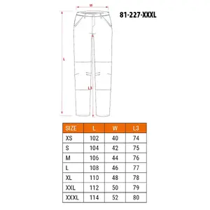 Защитные брюки NEO tools 81-227-XXXL — спецодежда, размер XXXL, 100% хлопок, 210 г
