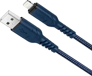 USB-A to Lightning cable HOCO 1 m — blue, data and charging cable for iPhone/iPad