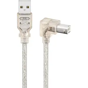 Кабель USB 2.0 Hi-Speed GOOBAY, USB A — USB B, 90° разъём, 0,5 м, прозрачный
