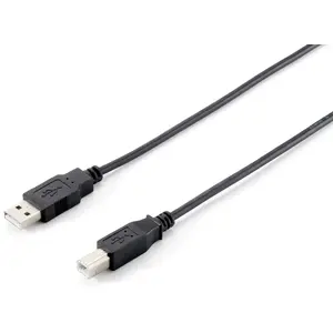 USB 2.0 kabelis EQUIP Type A uz Type B 1,0 m, melns, magnētiski ekranēts
