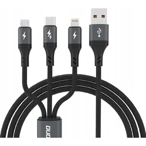 Кабель USB Dudao 1.2 м — USB‑A на USB‑C, micro‑USB и Lightning, чёрный