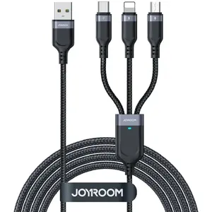 USB charging/data cable Joyroom 3-in-1 (USB-A to USB-C, microUSB, Lightning) 0.3 m Black
