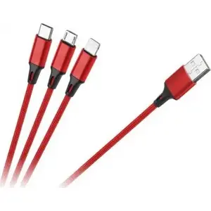 USB datu kabelis Rebel Comp RB-6005-100-B — USB-A uz USB-C, 1 m, sarkans
