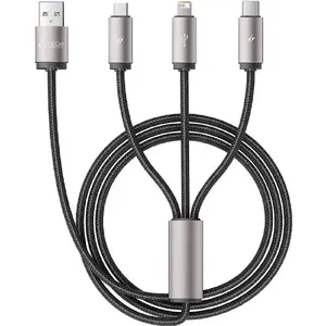 USB data cable Tech-Protect 3-in-1 (USB-A to USB-C, microUSB, Lightning) 1 m, gray