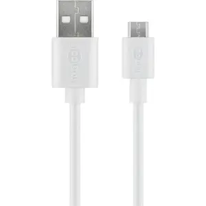 USB 2.0 kabelis Goobay 77527 — USB A uz Micro‑USB B, 1 m, balts