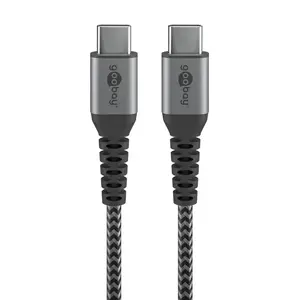 USB C to USB C cable 2 m Goobay 49303 USB 2.0, 0.48 Gbit/s, Grey/Silver