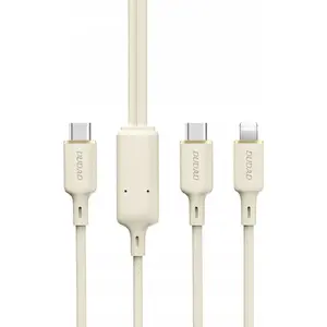 USB data cable Dudao DDA335 — USB-C to USB-C and Lightning, 1.2 m, beige