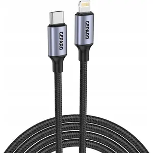 USB-C uz Lightning kabelis Gepard GEP CABCLMH2 2 m, melns — datu un uzlādes kabelis