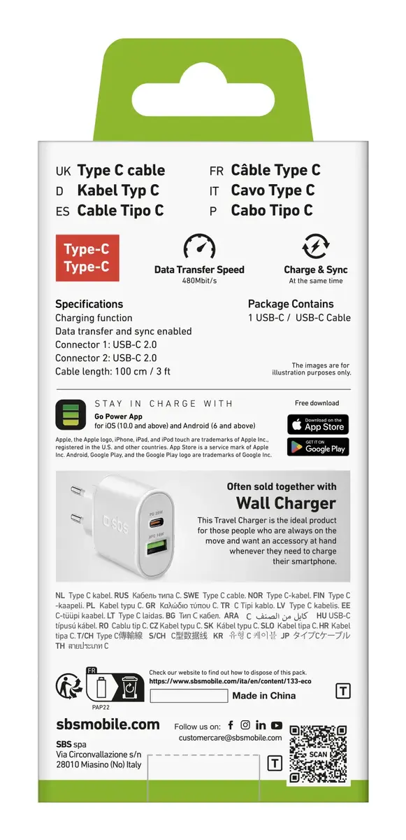 Кабель USB-C—USB-C SBS Mobile TECABLETCC10W Photo 3
