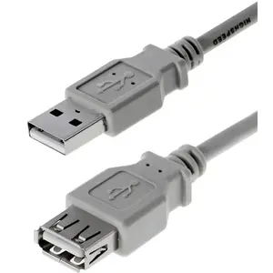USB 2.0 A–A kabelis V7 Helos 011990, 3 m, pelēks, vīrietis–sieviete, zeltīti kontakti
