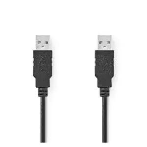 USB A to USB A cable Nedis CCGL60000BK10 — USB 2.0, 1 m, black