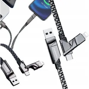 USB-A to USB-C and Lightning 1 m cable, No name (35326), black