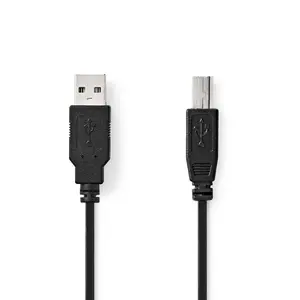 USB A to USB B cable Nedis CCGL60100BK50, USB 2.0, 5 m, black