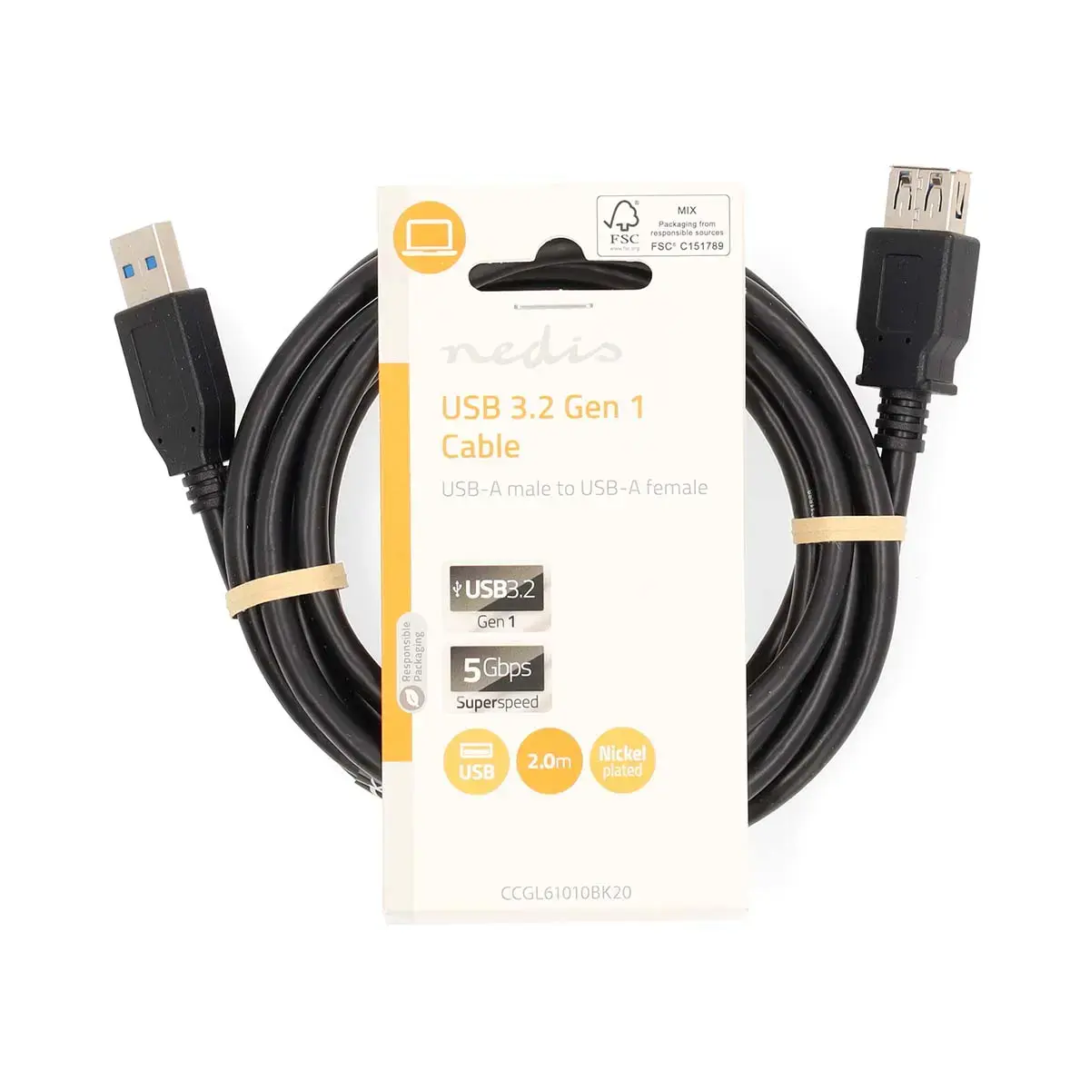 Nedis CCGL61010BK20 USB A–USB A 2 м USB 3.2 Gen 1 Photo 3
