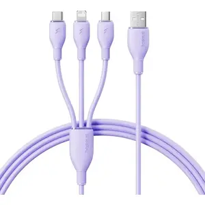 USB cable Baseus 3-in-1 USB-A to USB-C / Micro-B / Lightning 1.3 m purple
