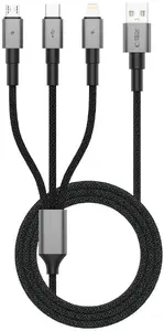 USB data cable Tech-Protect with USB-A to USB-C, micro‑USB and Lightning connectors, 1.2 m, gray
