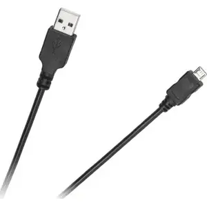USB-A uz microUSB kabelis Cabletech 9332 — 1 m, melns, datu un uzlādes kabelis