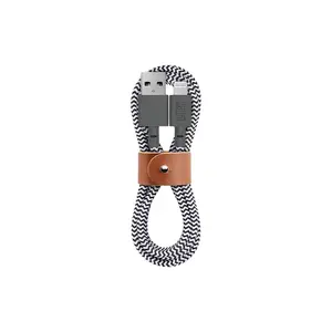 Кабель USB A — Lightning Native Union BELT-KV-L-ZEB-2, 1.2 м, чёрно‑белый