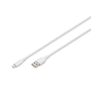 USB-A to Lightning silicone cable DIGIT AK-600108-005-W, 0.5 m, USB 2.0, 5 V/2.4 A, white