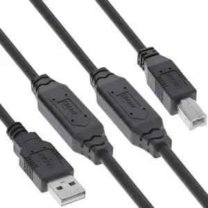 VISION USB 2.0 aktīvais kabelis USB-A uz USB-B 20 m, melns