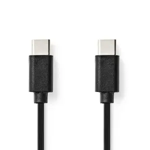 USB C to USB C cable Nedis CCGL60700BK10 — USB 2.0, 1 m, black, nickel-plated contacts