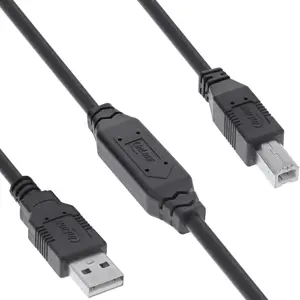Активный кабель USB 2.0 VISION 15 м — USB-A (m) на USB-B (m), 0.48 Гбит/с, чёрный