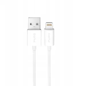 USB-A to Lightning Cable PURO 3 m, white — USB data cable for iPhone/iPad charging and sync