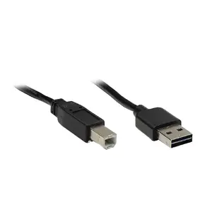 Кабель USB 2.0 A–B Alcasa 3 м — USB A на USB B, штекер–штекер, чёрный