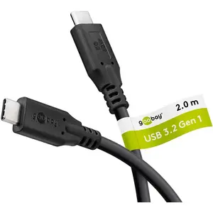 Кабель USB-C — USB-C GOOBAY 74728, USB 3.2 Gen 1 (3.1 Gen 1), 2 м, чёрный