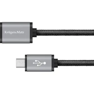 USB-A uz microUSB kabelis Kruger & Matz KM0333, 0,2 m, sudrabains