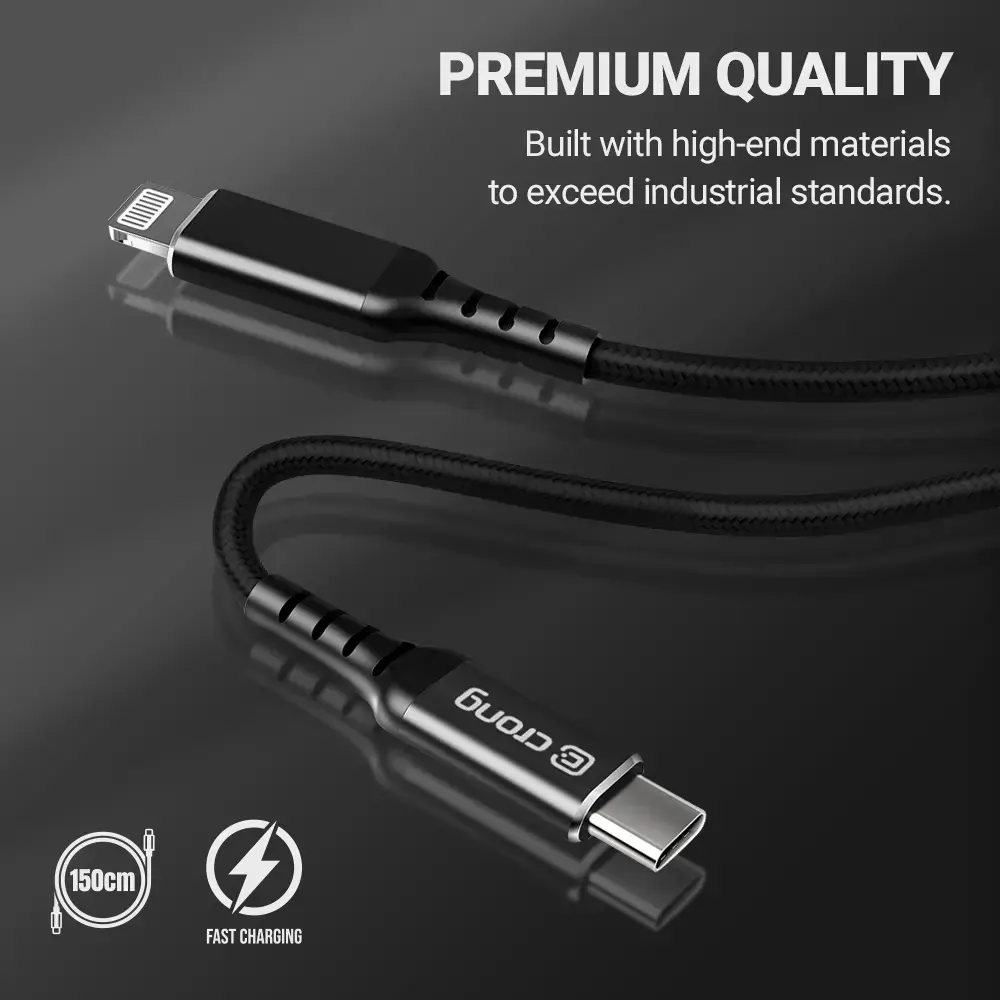 Кабель Crong Lightning — USB-C CRG-AL15USCL-BLK Photo 4