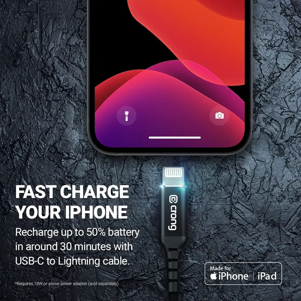 Кабель Crong Lightning — USB-C CRG-AL15USCL-BLK Photo 5