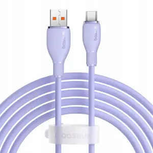 Кабель USB-A — USB-C Baseus 2 м, фиолетовый, для передачи данных и зарядки
