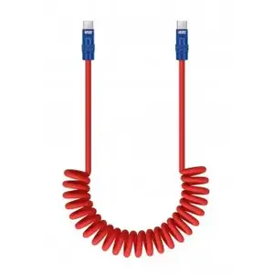 USB-C to USB-C cable No name NL4993 100 W, 1.5 m, silicone spiral, red-navy