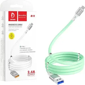 USB-A uz USB-C kabelis DENMEN 29366 — 1 m, piparmētru krāsa