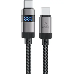 USB-C to USB-C Cable Acefast 1.2 m, black-silver — USB 2.0/3.1 charging & data