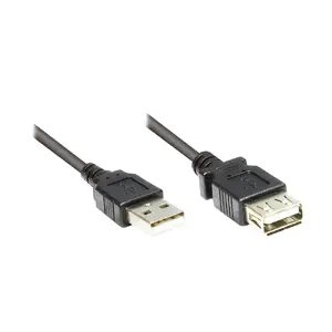 Кабель USB A — USB A Alcasa 2511-OF2S, USB 2.0, 1.8 м, чёрный