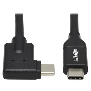 USB-C kabelis Tripp Lite U420-02M-RA — USB 3.2 Gen 1 (5 Gbps), saderīgs ar Thunderbolt 3, leņķa kontakts, 2 m