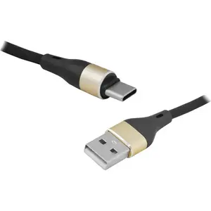USB-A uz USB-C kabelis LTC LX8572B 2 m — melni‑zelta, datu un uzlādes kabelis