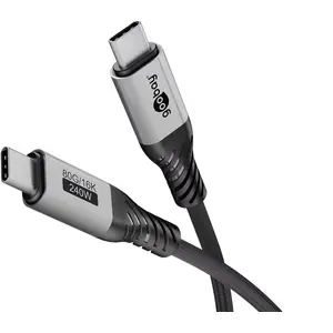 USB4 Gen 4x2 USB-C cable Goobay 74776, 1.5 m, USB-C to USB-C, 80 Gbit/s, black/silver