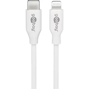 GOOBAY Lightning — USB‑C kabelis 0,5 m, Lightning–USB‑C, USB 2.0, 480 Mbit/s, Apple ātrā uzlāde līdz 87 W, balts