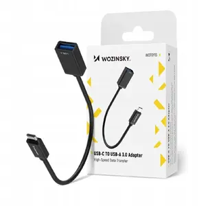 USB‑C uz USB‑A OTG adaptera kabelis Wozinsky WOTGY1S USB 3.0 (vīrietis uz sievieti) — melns