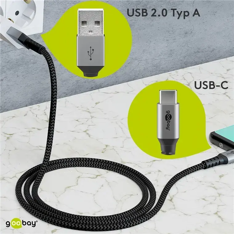 Кабель USB 2.0 GOOBAY 49295 USB‑C — USB‑A 0,5 м Photo 3