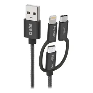USB cable SBS Mobile TECABLEUSBIP531BW — USB 2.0, USB A to Micro‑USB A, 1.2 m, Black