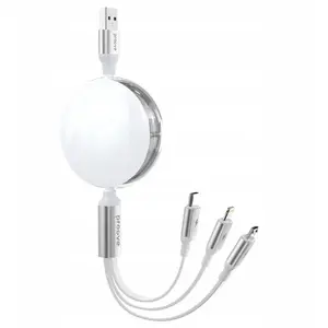 USB kabelis Proove SB9453 — USB-A uz USB-C, microUSB un Lightning 1,2 m, balts