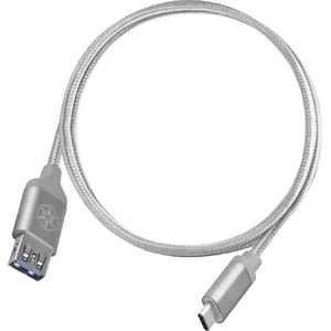 USB kabelis SILVERSTONE USB-A uz USB-C 0,5 m, modelis 52034, sudraba
