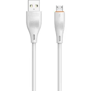 USB kabelis T-Phox USB-A uz microUSB 1 m, balts